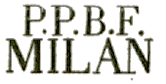 Marque linéaire avec mention : PPBF MILAN /
