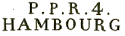 Marque linéaire avec mention : PPR4 HAMBOURG /
