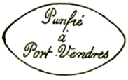 Marque linaire avec mention : PURIFIE A PORT VENDRES / 