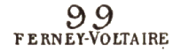 Marque linéaire révolutionnaire de départ avec mention : 99 FERNEY VOLTAIRE /