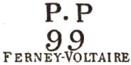 Marque linéaire révolutionnaire de port payé avec mention : PP 99 FERNEY VOLTAIRE /