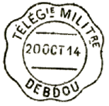 Marque ondule avec mention : TELEGie MILITre DEBBOU / 