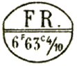 Marque ovale avec mention : FR. 6f 63c 4 10 / 