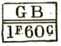 Marque rectangulaire avec lettres GB et valeur /