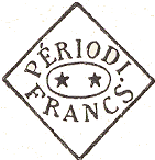 Marque triangulaire avec mention PERIODI. FRANCS et deux étoiles au centre /