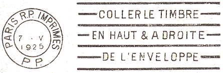 Oblitération mécanique avec mention IMPRIMES PP et nom de ville /