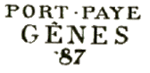 Marque linéaire avec mention PORT PAYE GENES 87