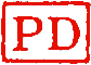 Marque encadrée avec mention PD en bleu (port payé jusqu'à destination) /