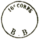 Timbre avec mention : 16 CORPS B . B /