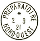 Timbre à date au type 04 avec mention : PREPARATOIRE et région /