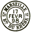 Timbre à date au type 15 ville chiffres et département