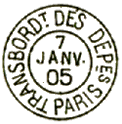 Timbre à date au type 15 avec mention : TRANSBORDt DES DEPes et ville /