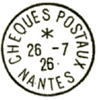 Timbre à date au type 04 avec mention : CHEQUES POSTAUX /