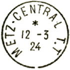 Timbre à date au type 04 avec ville et lettres TT (télégraphe et téléphone) /