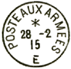 Timbre à date au type 04 avec mention POSTE AUX ARMEES et lettre /