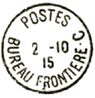 Timbre  date au type 04 avec mention POSTES BUREAU FRONTIERE et lettre / 