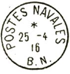 Timbre à date au type 04 avec mention POSTES NAVALES BN /