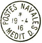 Timbre  date au type 04 avec mention : POSTES NAVALES MEDIT / 