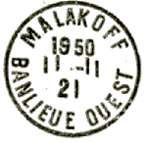 Timbre à date au type 04 avec nom de ville et nom de secteur de banlieue /