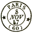 Timbre à date au type 15 avec mention : PARIS * (60) * /