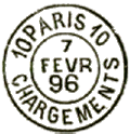 Timbre  date au type 15 avec mention : PARIS CHARGEMENTS et No / 