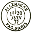 Timbre à date des entrées par voie de terre au type ambulants (type 17) avec mentions diverses / 