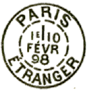 Timbre à date au type 84 avec ville et mention : ETRANGER /