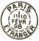 Timbre  date au type 84 avec ville et mention : ETRANGER / 