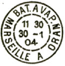 Timbre à date au type 84M-TIR avec mention : BAT. A VAP. ou BATEAU A VAPEUR et ligne /
