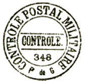 Timbre à date avec mention : CONTROLE POSTAL MILITAIRE /