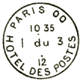 Timbre à date grand format avec ville et lettres DU /