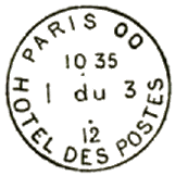 Timbre  date grand format avec ville et lettres DU / 