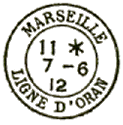 Timbre à date des lignes maritimes au type 17M avec mention diverses /