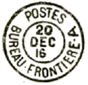 Timbre à date avec mention : POSTES BUREAU FRONTIERE et lettre /