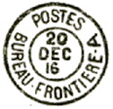 Timbre  date avec mention : POSTES BUREAU FRONTIERE et lettre / 