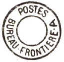 Timbre  date sans bloc dateur avec mention POSTES BUREAU FRONTIERE et lettre / 