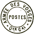 Timbre avec mention : ARMEE DES VOSGES Qer Gal /