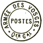 Timbre avec mention : ARMEE DES VOSGES Qer Gal / 