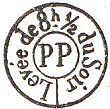 Timbre circulaire mention LEVEE DE _ DU SOIR et lettres PP au centre /