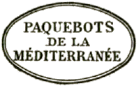 Timbre ovale avec mention PAQUEBOTS DE LA MÉDITERRANÉE /