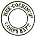 Timbre sans bloc dateur avec mention : HUE COCHINCHe CORPS EXPre /