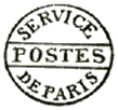 Timbre avec mention : SERVICE POSTES DE PARIS /