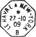 Timbre à date des lignes maritimes au type 04M-OCT avec mentions diverses /