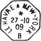 Timbre à date des lignes maritimes au type 04M-OCT avec mentions diverses / 