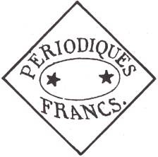 Marque triangulaire avec mention PERIODI. FRANCS et deux toiles au centre / 