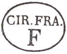 Ovale avec mention : CIR FRA et lettre de bureau de quartier de Paris (sans point après la lettre du bureau) /