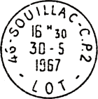 Timbre à date de la poste rurale automobile au type A9 /