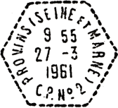 Timbre à date de la poste rurale automobile au type G6 /