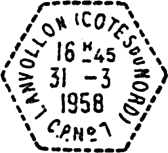 Timbre à date de la poste rurale automobile au type G7 /