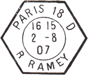 Timbre à date des recettes auxiliaires urbaines au type D3d /